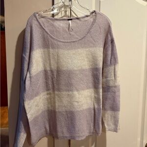 Free People Lavender and Cream Striped Sweater